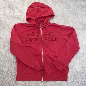 Red Armani Exchange zip up sweatshirt